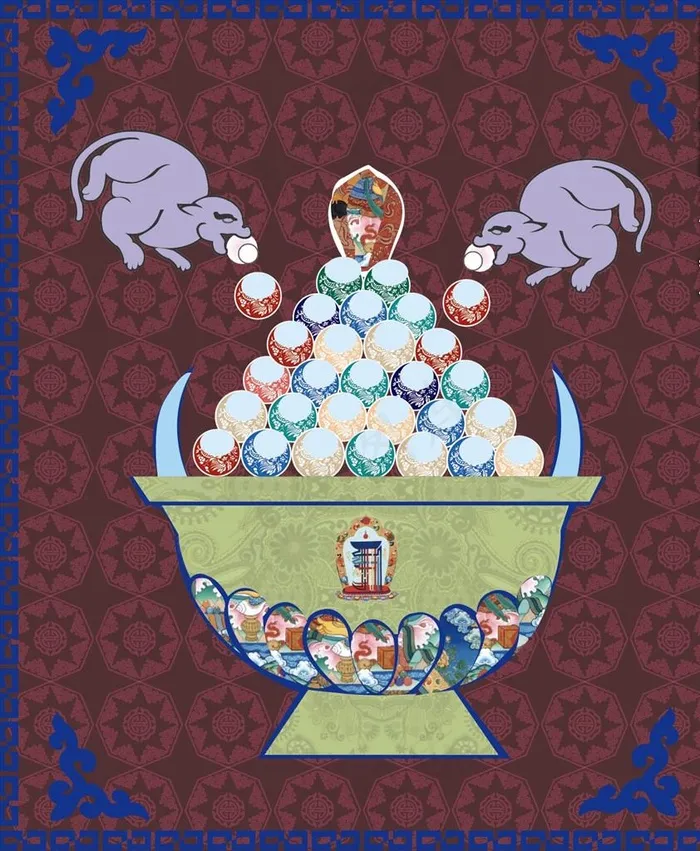 藏文化吐宝鼠图片ai矢量模版下载