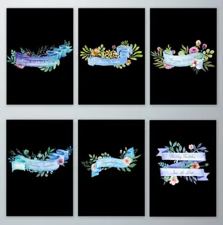 免抠手绘花卉丝带png素材图片