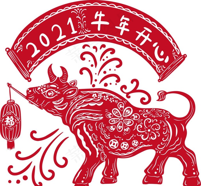 牛 剪纸图片