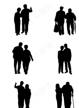 老夫妻剪影图片