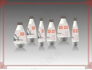小酒瓶瓶贴复古中式原创效果图图片瓶身贴