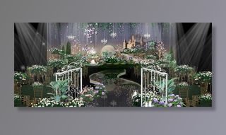 梦幻绿色森系花园婚礼效果图设计图片