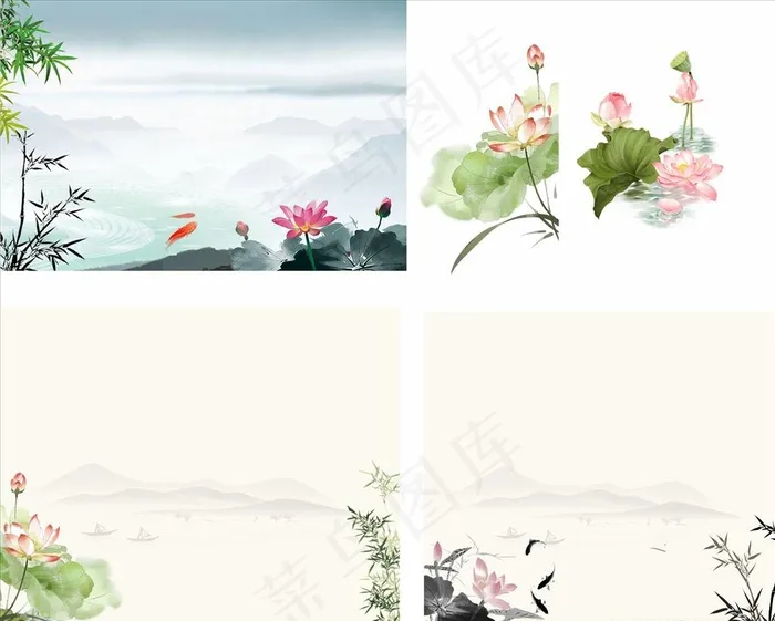 荷花背景图片cdr矢量模版下载