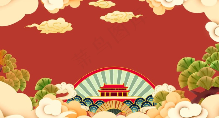 国潮风新年背景图片psd模版下载