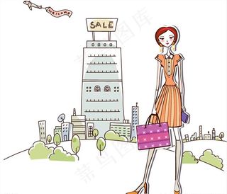 时尚购物卡通美女图片