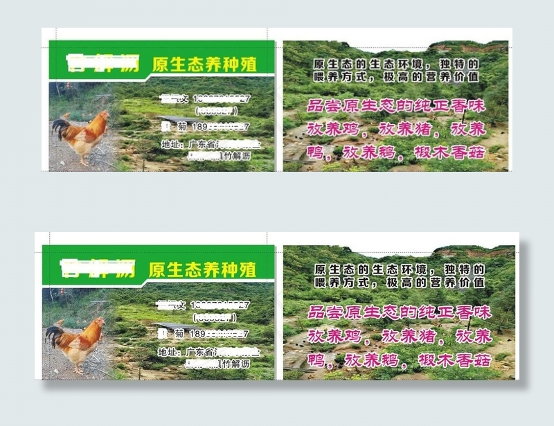 有机原生态养殖名片图片(93X57)cdr矢量模版下载