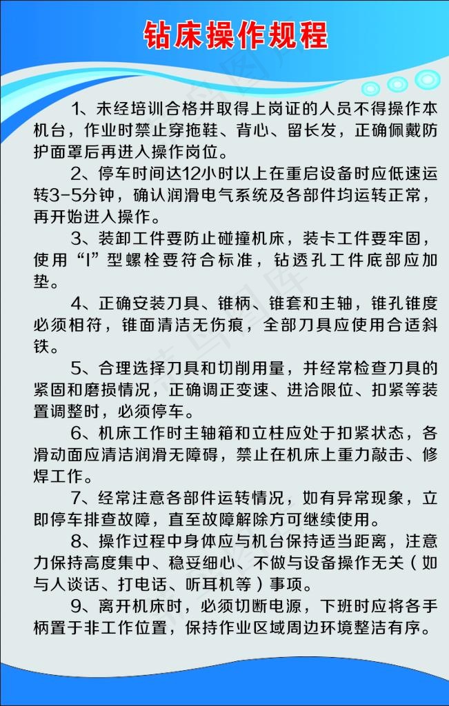 钻床操作规程图片cdr矢量模版下载