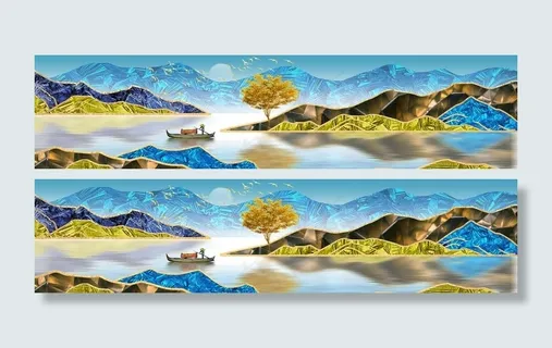 新中式金色鎏金风景山水装饰画图片