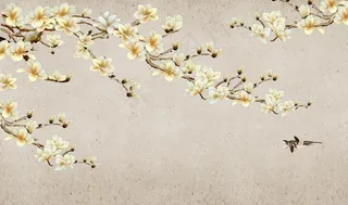 手绘工笔花鸟背景图片