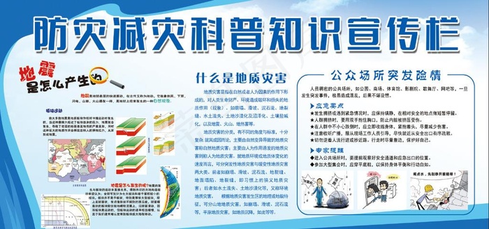 防灾减灾宣传栏图片(7087X3543(DPI:150))psd模版下载