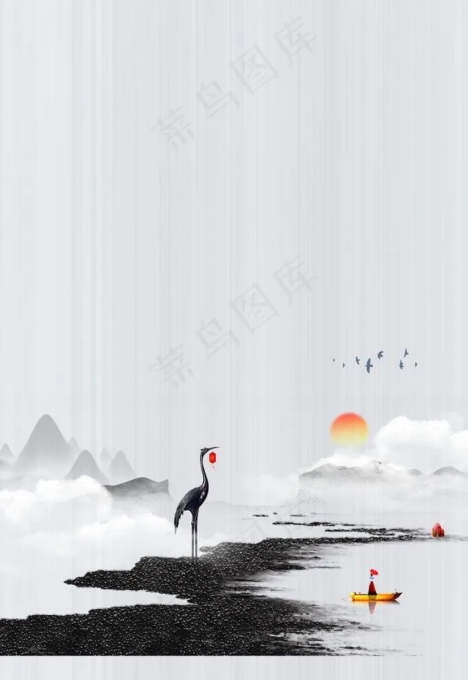 水墨山水图片(3543X5315(DPI:150))psd模版下载