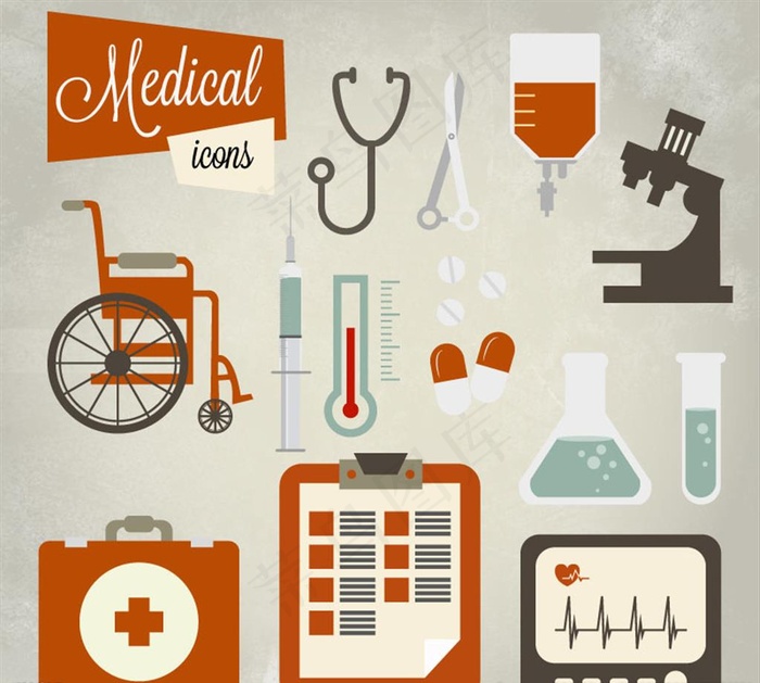 复古医疗图标矢量素材图片