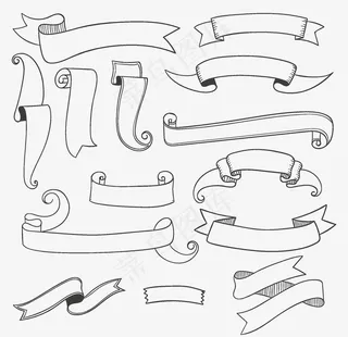 黑白飘带矢量图片