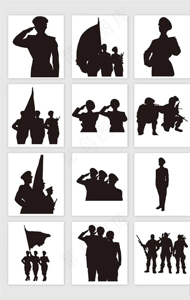 矢量军人士兵剪影图片ai矢量模版下载
