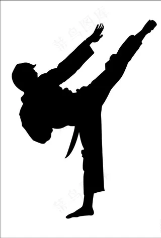 矢量跆拳道剪影图片