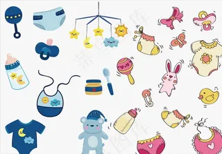 可爱婴儿用品矢量素材图片