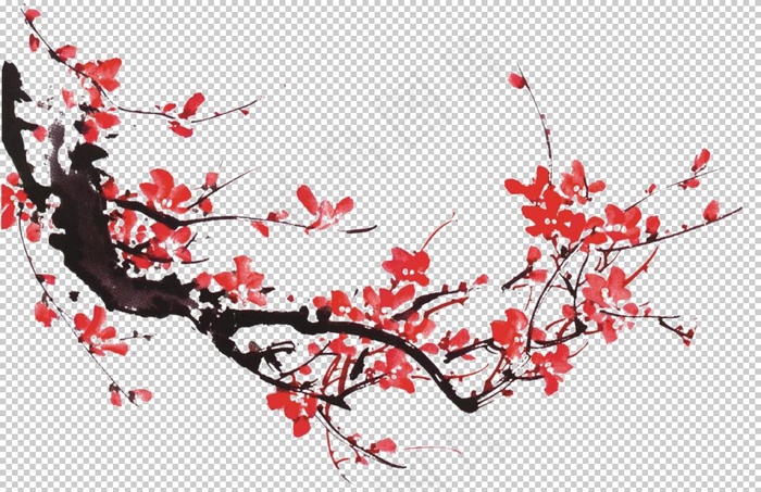 梅花枝头枝页复古古风海报素材图片