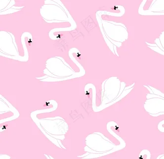 粉色底天鹅卡通可爱四方连续印花图片 粉色底天鹅卡通可爱四方连续印花图片