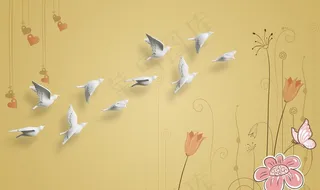 现代简约花卉背景墙图片