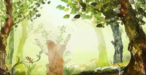 手绘森林插画图片