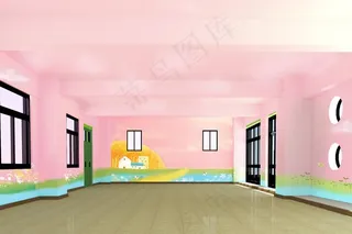 幼儿园室内卡通墙绘效果图图片