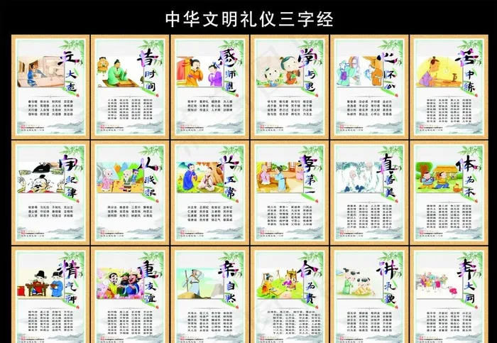 中华文明礼仪三字经图片cdr矢量模版下载