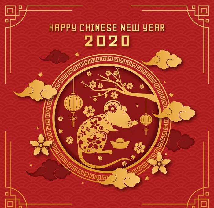 2020鼠年剪纸图片ai矢量模版下载