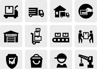 货车 仓库 手提袋图标图片