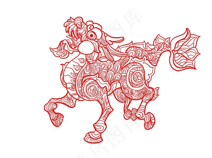 麒麟手绘线稿图片psd模版下载