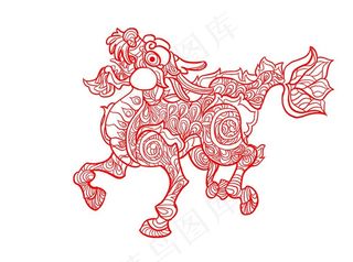 麒麟手绘线稿图片