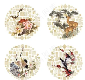 福禄寿喜组合团花图片