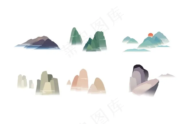 水墨山图片ai矢量模版下载