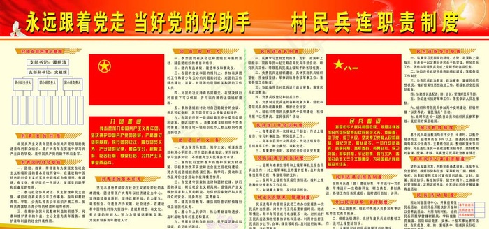 民兵连职责制度图片(12283X6143(DPI:130))psd模版下载