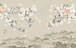 玉兰中式山水图片