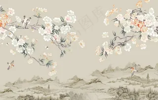 玉兰中式山水图片