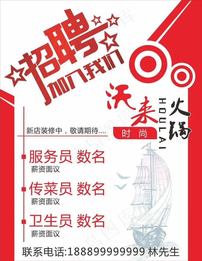 招聘海报 招聘模板 红色海报图片cdr矢量模版下载