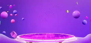 紫色电商狂欢节C4D大气海报图片