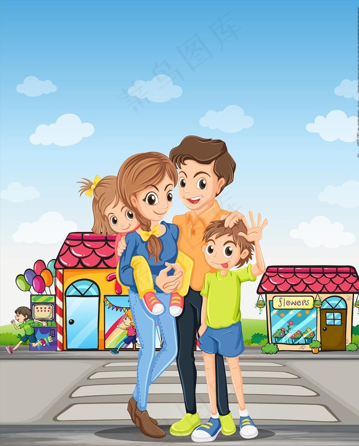 卡通快乐家庭图片