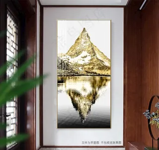 富贵金山山水风景玄关画图片