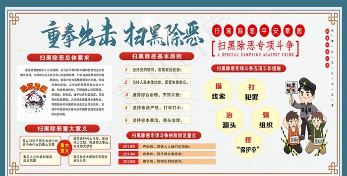 重拳出击 扫黑除恶展板 宣传栏图片