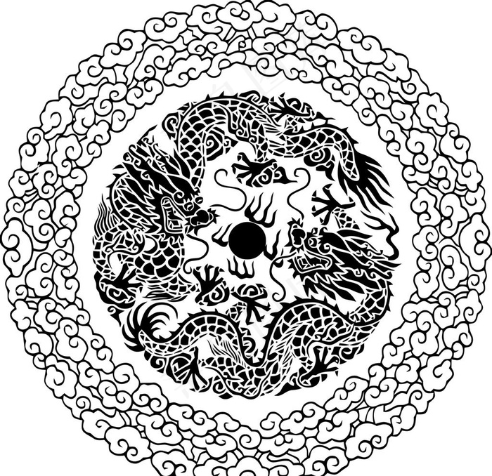 黑白龙19图片cdr矢量模版下载