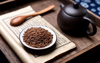 苦荞泡茶复古茶具背景素材图片