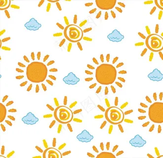 天空白云太阳四方连续底纹图片