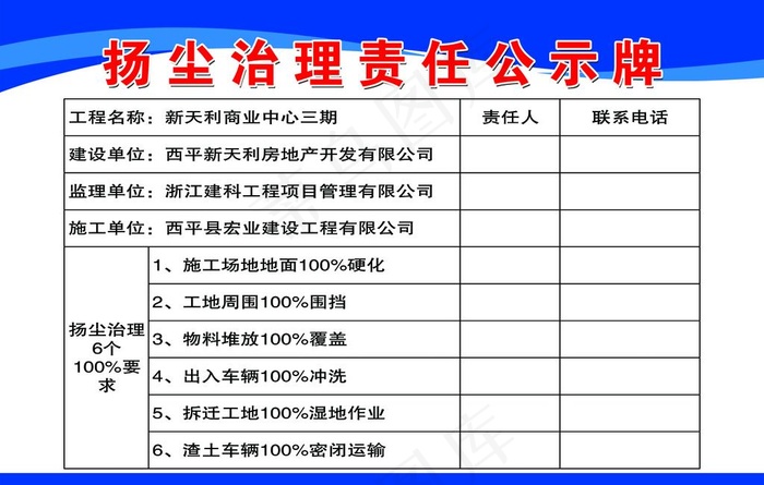扬尘治理责任公示牌图片
