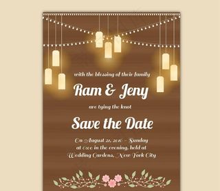 灯泡的婚礼卡图片