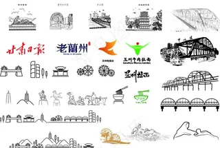 兰州标志性建筑矢量图图片