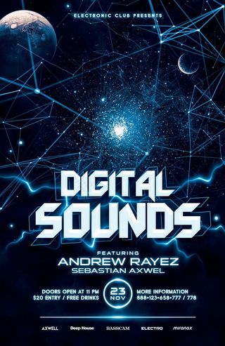 蓝色星空动感点线创意海报图片