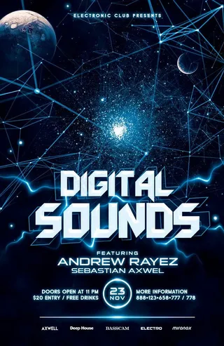 蓝色星空动感点线创意海报图片