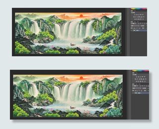 依山傍水山水画图片