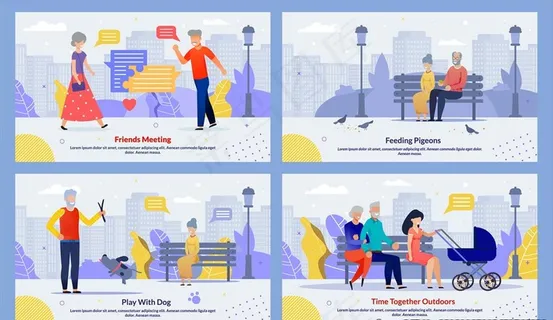 老年人生活插画图片